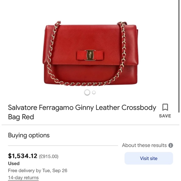 SOLD! Salvatore Ferragamo Ginny Leather Crossbody Bag Red - Picture 5 of 5